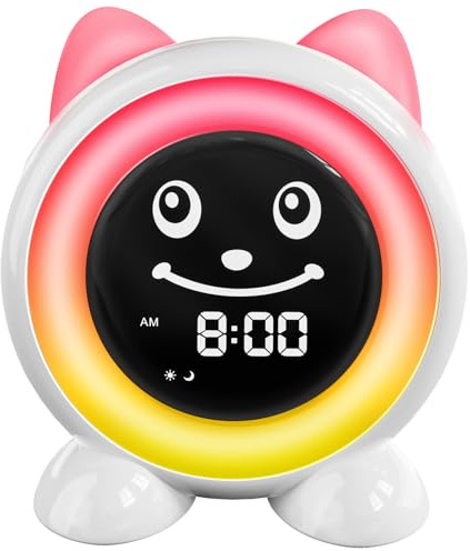 FiveHome Toddlers Sleep Training Clock, Ok to Wake Clock with Red Green Light,Emoji,Nap Timer, Gift Idea for Toddler Girls Boys