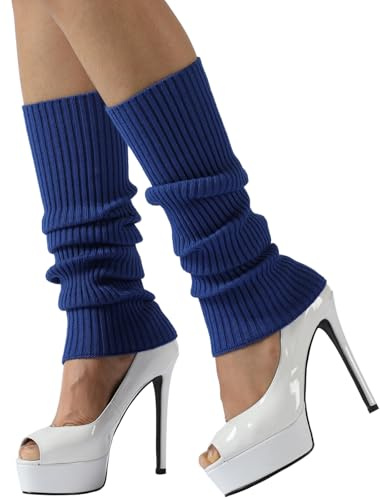 Nanxson Scaldamuscoli da Donna Scaldamuscoli Termici Invernali Lavorati a Maglia Calze al Ginocchio Ragazza Maglia Scaldamuscoli a maglia per Yoga Danza Sport Palestra (A-Blu Scuro)