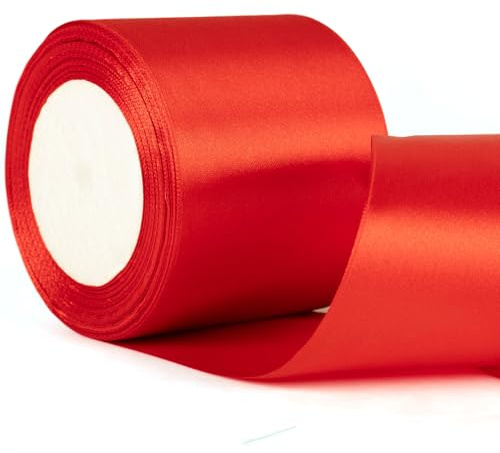 75 mm breites rotes Band, 3 Zoll dickes rotes Weihnachtsband zum Verpacken von Geschenken, Weihnachtsband für Kuchensträuße, zum Herstellen von Schleifen für Hochzeitsautos,