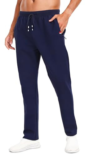 SIHOHAN Tracksuit Bottoms Men Open Hem Joggers with Zip Pockets Jogging Bottoms Cotton Gym Trousers Running Sports Lounge Casual Sweatpants