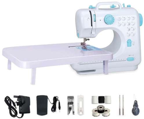 Uadme Mini Sewing Machine for Beginner, Household Small Electric Sewing Machines with 2 Speed 12 Built-in Stitch Patterns, Basic Sewing Set with Extension Table