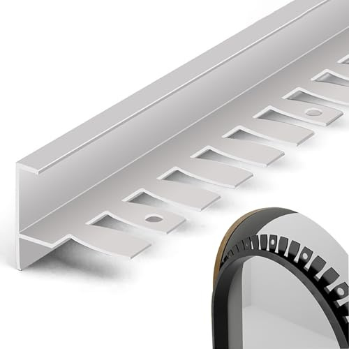Raouoae Fliesenkanten Schutz Biegbar F-Form Fliesenabschlussprofil Treppenkantenprofil 135cm 2 Stück Metallprofil Stufenkantenprofil Für Laminat(Silver,Höhe: 8mm)