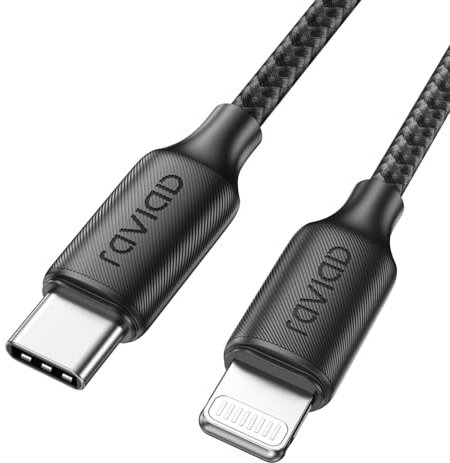 RAVIAD Cable USB C a Lightning 1M Cargador iPhone Carga Rapida MFi Certificado Cable iPhone USB C Nailon Trenzado PD USB Tipo C a Lightning Cable para iPhone 14 13 12 11 Pro XS MAX XR X 8 7 6SPlus 5