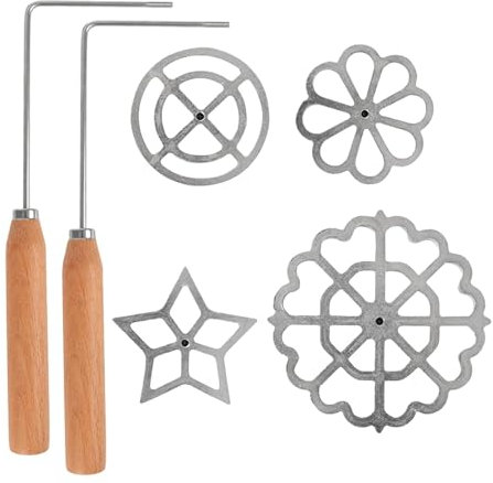 Juego de moldes de hierro fundido para hacer galletas, embudo para hacer pasteles, juego de moldes para hornear gofres, kit de embudo para hornear pasteles