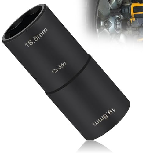 LALAGO Set di chiavi a bussola a percussione, 18,5 mm x 19,5 mm, Dadi per ruota a doppia testa, a doppia testa, 1/2, Chiavi a bussola ruota, adatto per Ford Land Rover e tutti i modelli (1 Pezzo)