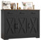 HOCSOK Aparador Cocina, Armario de Cocina con 3 Cajones y 3 Puertas, Armario de Almacenamiento para Salón, Comedor, Estantes Ajustables, Negro y Marrón