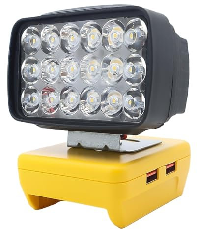 Faro da lavoro a LED, proiettore con porta USB e caricatore di tipo C, luci da lavoro, doppia protezione della batteria, senza fili, portatile, 9 x 10 x 9 cm, per garage, esterni e illuminazione del