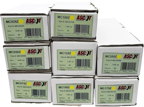 Premium Service Ascot MC Style Coated Zinc Clip-On Wheel Weight Bundle .25oz-2.00oz (8 Items)