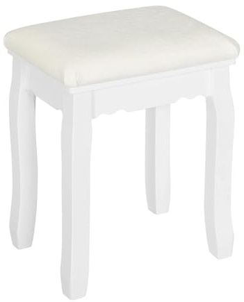 ZythrXLate Weißer Klavierstuhl, Frisiertischhocker, gepolstert, 38 x 28,5 x 45 cm, Schminkstuhl, Klavierbank, Pouf for Schlafzimmer für Übungsraum, Musikstudio