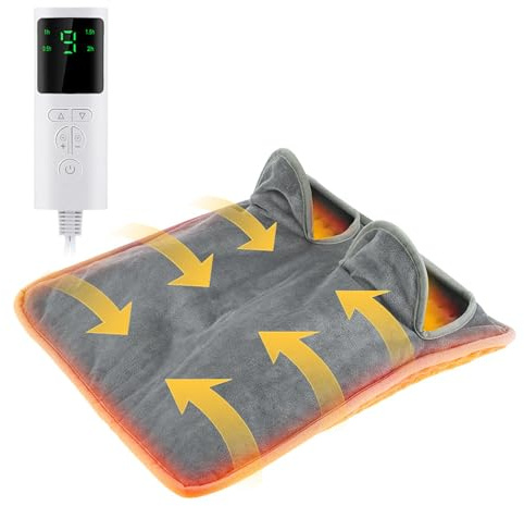 YJZQ Coussin Chauffe-Pieds 36℃ à 55℃ 9 niveux 40x40cm Zone de Chauffage Extra Large USB Tapis Lavable Multi Ussage Chauffe Main Dos Cou Épaules Lombaire Genou Chauffe Rapide pour Bureau Voyage Salle