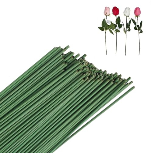 100 Pieces Florist Wire Stems, 2mm x 30cm Stems Green Floral Wire, Florists Thin Stub Wires, Flexible and Cuttable Florists Thick Stub Wires for Handmade DIY Flower Arrangements Wreath, Bouquet