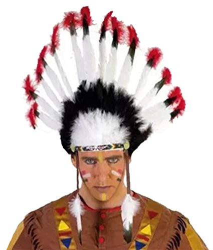 Gonetre Indianer-Kostüm, Feder-Kopfschmuck, bunte künstliche Federn, verstellbares Gummiband für Halloween, Verkleidungsparty, Jungen, Herren, Kinder, Erwachsene (verschiedene Farben)