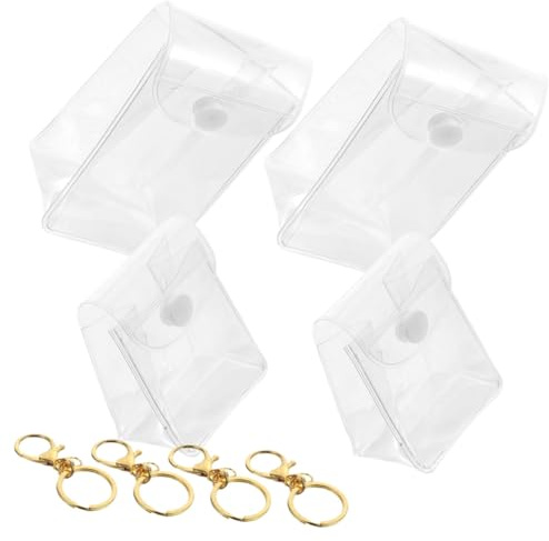 CTIRCHIU Lot De 4 Paquet De Rangement Transparents PVC pour Porte-clés, Mini Format 5,5x6,5x4 Cm Et 6x9x4,5 Cm, Organisateurs Multifonctions pour Maquillage, Collectionneurs Et Usage Quotidien