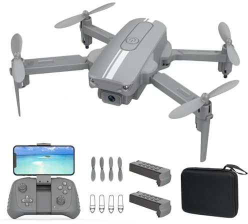 Mini RC Drohne mit Kamera für Kinder, Faltbarer Quadcopter mit Gestensteuerung, Sprachsteuerung und Höhenhaltung, Propellerschutz, 2 Akkus, Geschenk für Jungen und Mädchen ab 8 Jahren (Grau, S17)