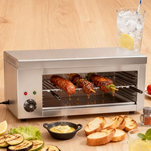 2000w Salamander Broiler, Electric Raclette Grill Cheese Melter, Commercial Wall Mount Or Countertop Stainless Steel Toaster Oven 50℃-300℃ For Cheese Steak Meat