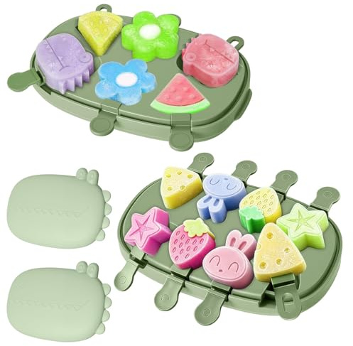 Lot de 2 moules à glace en silicone (6 + 8 cellules), mini moules à sucettes glacées, réutilisables, sans BPA, avec couvercle anti-poussière
