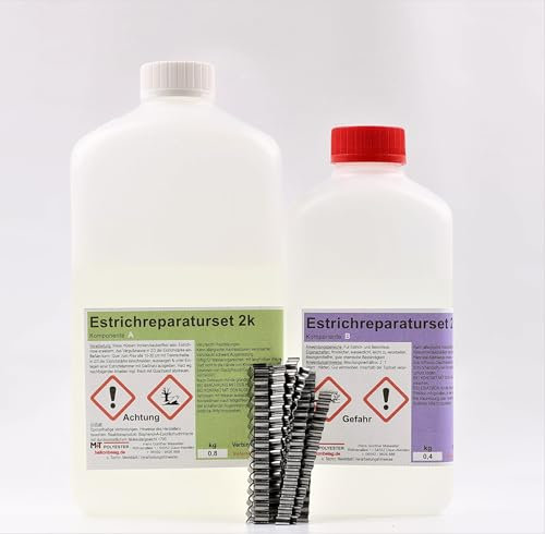 M+T POLYESTER 1,2 Epoxidharz Rissharz +20 Estrichklammern Estrich-Rissreparatur Rissverschluss