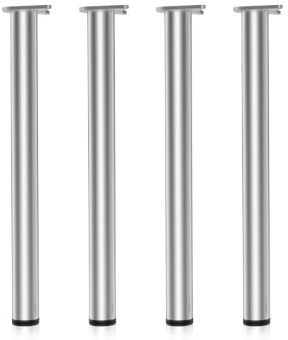 WilTec Juego de Patas para Mesa de Acero Inoxidable con 4 Patas cromadas y Patas Ajustables Ø60mm 870mm