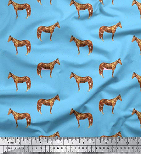 Soimoi Blau Baumwolle Batist Stoff Pferd & dot Tier Stoff drucken Meter 42 Zoll breit