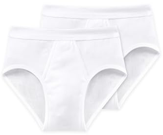 Schiesser Men's 2 Pack Sports Briefs with Fly - Essential Fine Rib
