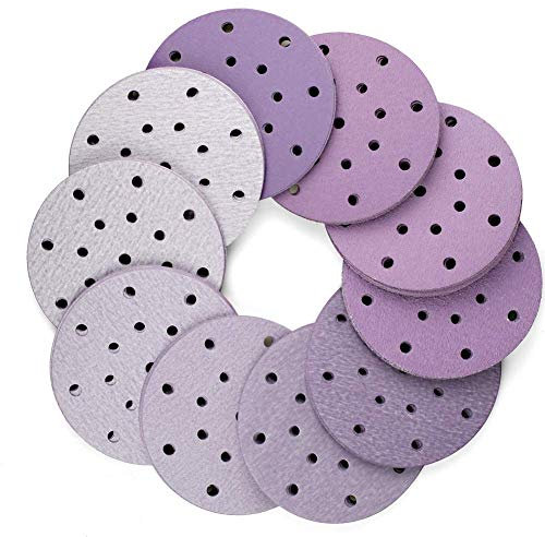 LotFancy 100 Stück Schleifpapier 150mm Klett, Körnung P40 60 80 100 120 180 240 320 400 800, Schleifscheiben für Exzenterschleifer 17-Loch, Rund