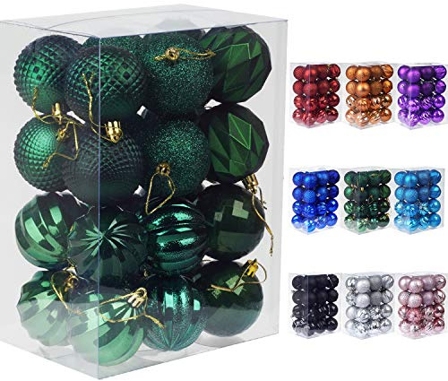Dohance Christmas Ball Ornaments for Christmas Tree - Shatterproof Hanging Decorative Baubles Set for Xmas Tree (60mm/2.36, Dark Green)