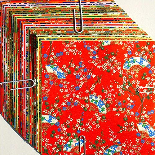 Origami – Assortimento di carta Washi con motivi giapponesi tradizionali (Yuzen Washi) e carta Washi tinta unita (Mingei Washi), motivi e colori assortiti, 40 fogli in totale, 15 x 15 cm