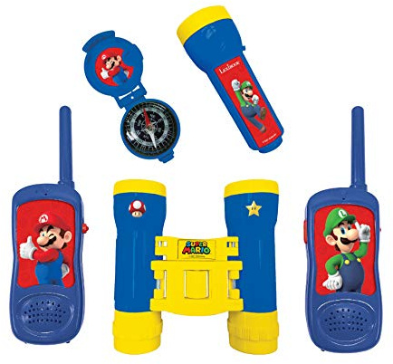 Lexibook, Super Mario, Set Avventuriero per Bambini, Walkie-Talkie, Binocolo, Bussola, Torcia, Blu/Giallo, RPTW12NI