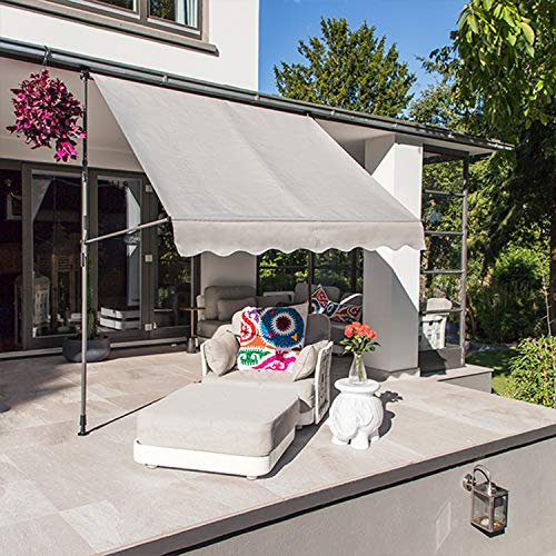 Mojawo Luxus Anbaupavillon Pavillon Gartenschirm Gartenpavillon Lounge Gartenmöbel 3m x2,5m Stahlgestell Dach PA beschichtet wasserabweisend