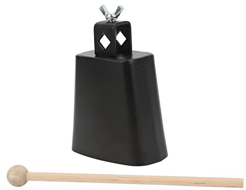 Metall Kuhglocke, Cow Bell Schlagzeug mit Trommelstock, Laute Geräuschmacher Handglocke, Bauernhof Percussion Musikinstrumente für Fußballspiel, Sportveranstaltungen(4 Zoll)