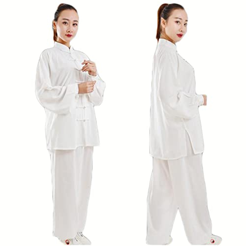 Kung Fu Vêtements Tai Chi Uniformes Kung FU Costume Arts Martiaux Costume Tenue Wing Chun pour Homme Et Femme,White-M