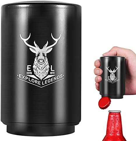 FONDUO Flaschenöffner, Automatischer Bierflaschenöffner Edelstahl, Magnetisch Push-Typ Flaschenöffner für Bier, Kapselheber Bier-Geschenke für Männer, Küche Gadget Bars Partys (A)