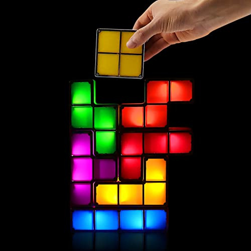 LOSCHEN Luce notturna, fai da te, impilabile, a LED, 7 colori, a induzione, lampada da scrivania, puzzle 3D, giocattolo luminoso per bambini e adolescenti, decorazione per giocatori, regalo ideale per