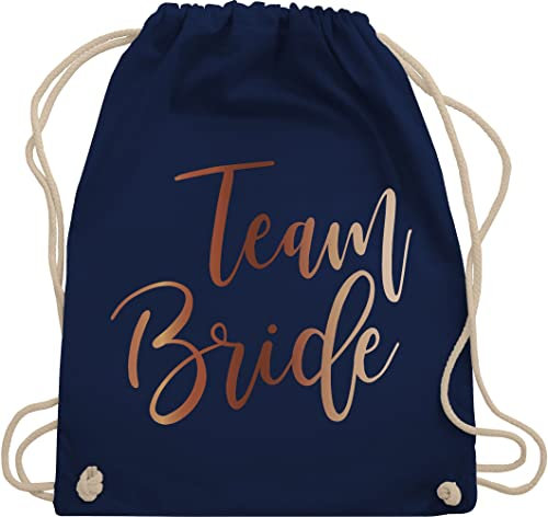 Turnbeutel Rucksack - JGA Junggesellenabschied Frauen - Team Bride Bronze Team Braut - Unisize - Navy Blau - tasche brauttaschen bachelorette party stoffbeutel junggesellinnenabschied outfit