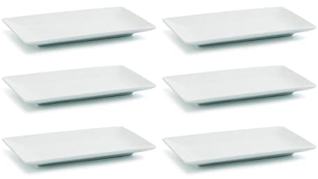 Quid Set 6 assiettes présentation tapas porcelaine blanche 16X9 gastro fun