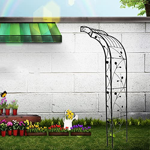 YOXALL Rankhilfe Torbogen Schwarz Halbbogen Rosenbogen für Kletterpflanzen halber rosenbogen Rankgitter Wandmontage Gartenhalbbogen