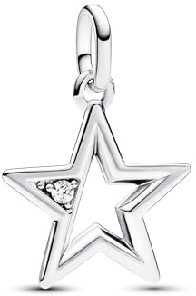 PANDORA ME Medallón con diseño de estrella de plata de ley con circonitas cúbicas transparentes