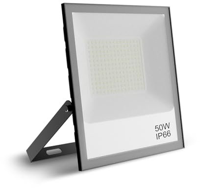 Tayire Projecteur Spot LED Exterieur 50W, IP66 Imperméable, 5000LM 6500K Blanc Froid Eclairage de Sécurité, Luminaire Exterieur Pour Patio, Terrasse, Jardin, Garage, Usine