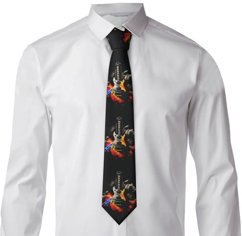 GFLFMXZW Rock-Musik-Krawatte für Herren, formell, klassisch, Seidenkrawatte, Neuheit Krawatte für Business, Hochzeit, Party, Schwarz, Einheitsgröße, Schwarz , One size