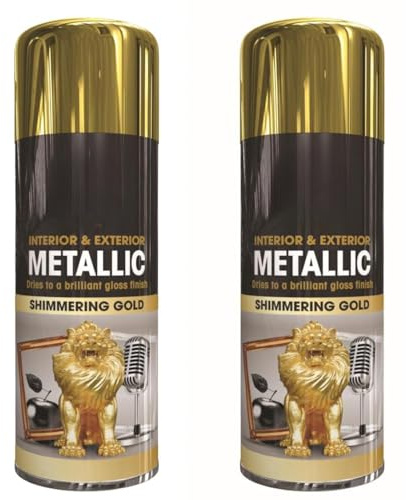 Inspired Essentials Rapide Product 2 x Metallic Shimmering Gold Spray Paint Interior & Exterior Aerosol Can 400ml