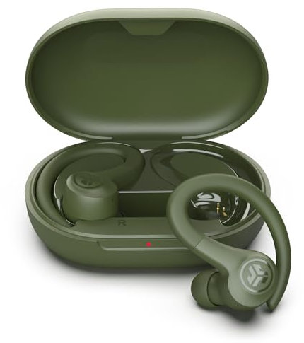 JLab Go Air Sport+ Running Headphones - True Wireless Headphones Bluetooth, Hook Over Ear Earbuds for Sports & Gym, 35+ H Playtime In Ear Buds, IP55 Sweat-Resistant, Be Aware Mode, Green