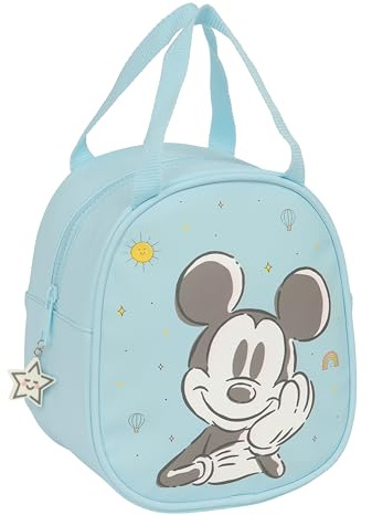 Safta MICKEY MOUSE BABY - Bolso Portameriendas, Portatodo, Calidad y Máxima Resistencia, Porta Comida, Recreo, 19x14x22 cm, Color Azul claro