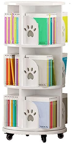 Bücherturm Freistehend 360° drehbares Bücherregal aus Holz, rollendes Bücherregal, mehrschichtiges stehendes Bücherregal für Wohnzimmer und Arbeitszimmer, Bücherregal-Organizer perfekte Darstellung