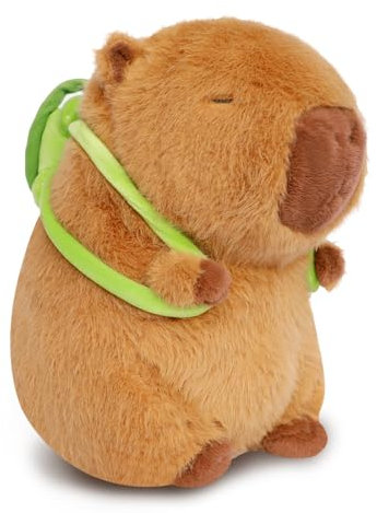 Poptrend Capybara Plüschtier, Cartoon-Plüschtier mit Schildkrötenkissen, niedliche braune Meerschweinchenpuppe, Geburtstagsgeschenk für Erwachsene und Kinder