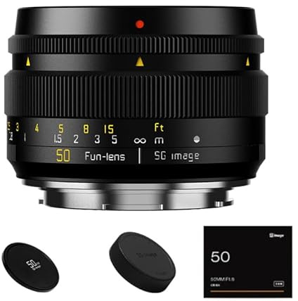 SGimage 50 mm F1.8 fullformat MF porträttobjektiv med variabel bländare för unika bokeh-effekter | för FX-Mount-kameror | lätt metallkonstruktion 311 g