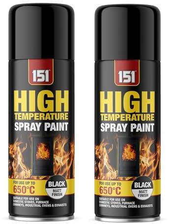 SuperGift.com 400ml High Temperature Spray Paint, Matt Black Finish, for Stoves, Furnaces, Chimneys, Ovens and Exhausts (1)