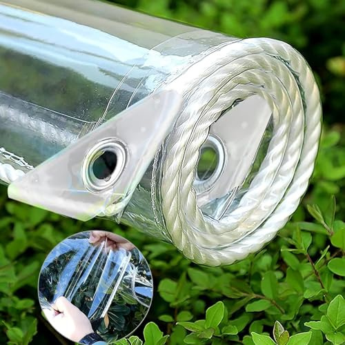 YUJIANHUAA Telone Trasparente con Occhielli,Telone impermeabile in PVC 365g/m²,Teloni Protettivo Multiuso Resistente UV Antistrappo,per Giardino,Gazebo,Campeggio,Mobili,Capanni (1,5m x 2,2m)