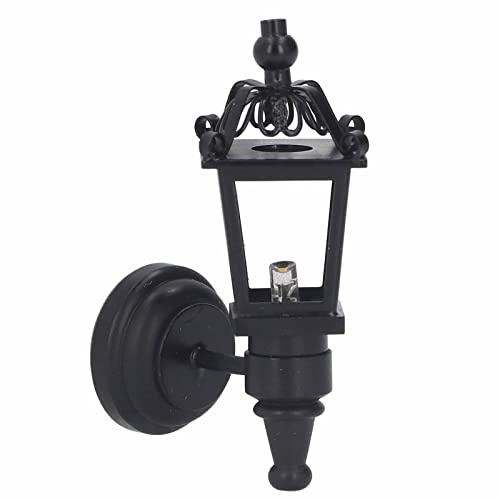 Puppenhaus Wandlampe 1:12 Puppenhaus Zubehör, Puppenhaus Beleuchtung Mini LED Licht Schwarz Miniatur LED Lampe, Schalter Unten, Gartendekoration
