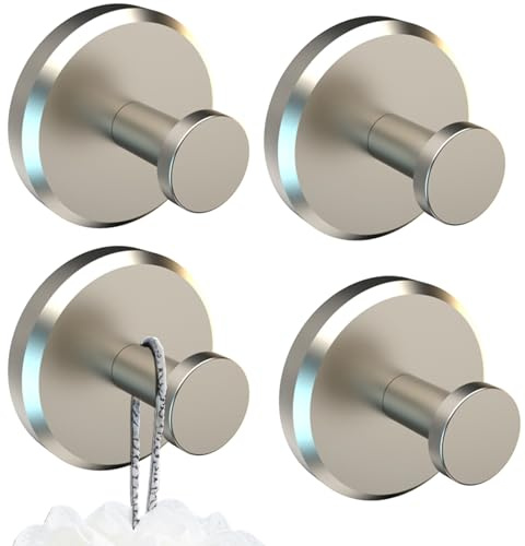 Poywaze Ganci a ventosa, senza foratura, ganci a ventosa impermeabili per bagno, forti ganci a ventosa per appendere accessori da cucina/doccia (confezione da 4, grigio)
