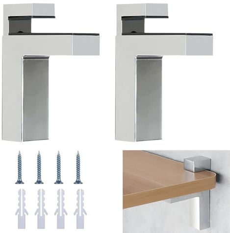 Zliger 2 soportes ajustables para estante de cristal, soporte de cristal, soporte de cristal, soporte de pared para estantes de 3-36 mm de grosor